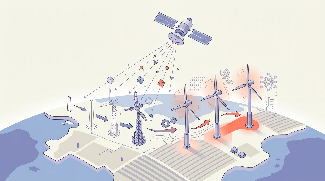 3D-modellen van windturbines maken met satellietfoto's